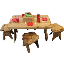 RUSTIC SOLID WOOD TABLE & STOOL SET -