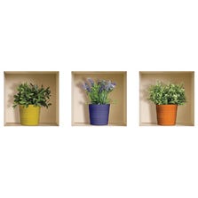 POTTED PLANT 3D EFFECT WALL DECALS 3 PC