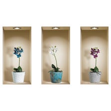 ORCHID 3D EFFECT WALL DECALS 3 PC