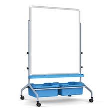 MOBILE CHART STAND WITH WHITEBOARD AND BIN STORAGE